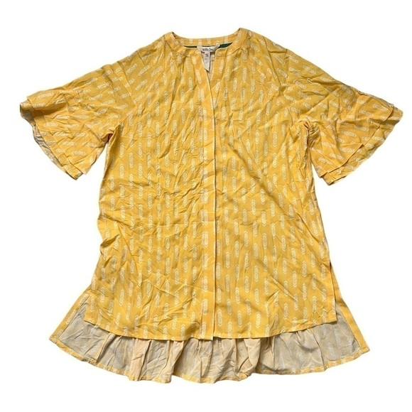 Matilda Jane Golden Hour oversized yellow and white button down tunic blouse - Picture 2 of 11